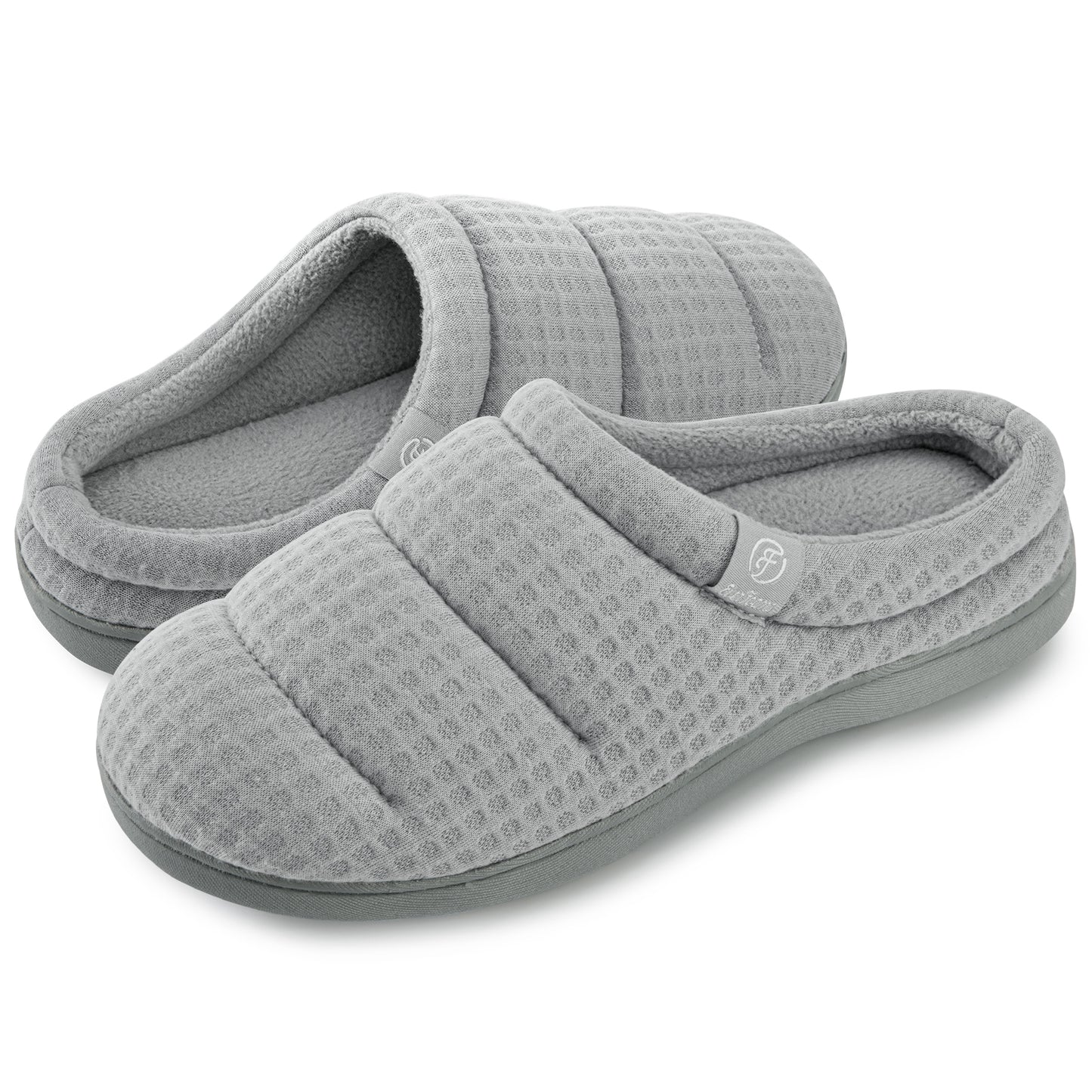 EverFoams Women's Cozy Waffle Slippers Soft Quilted Memory Foam Indoor House Shoes