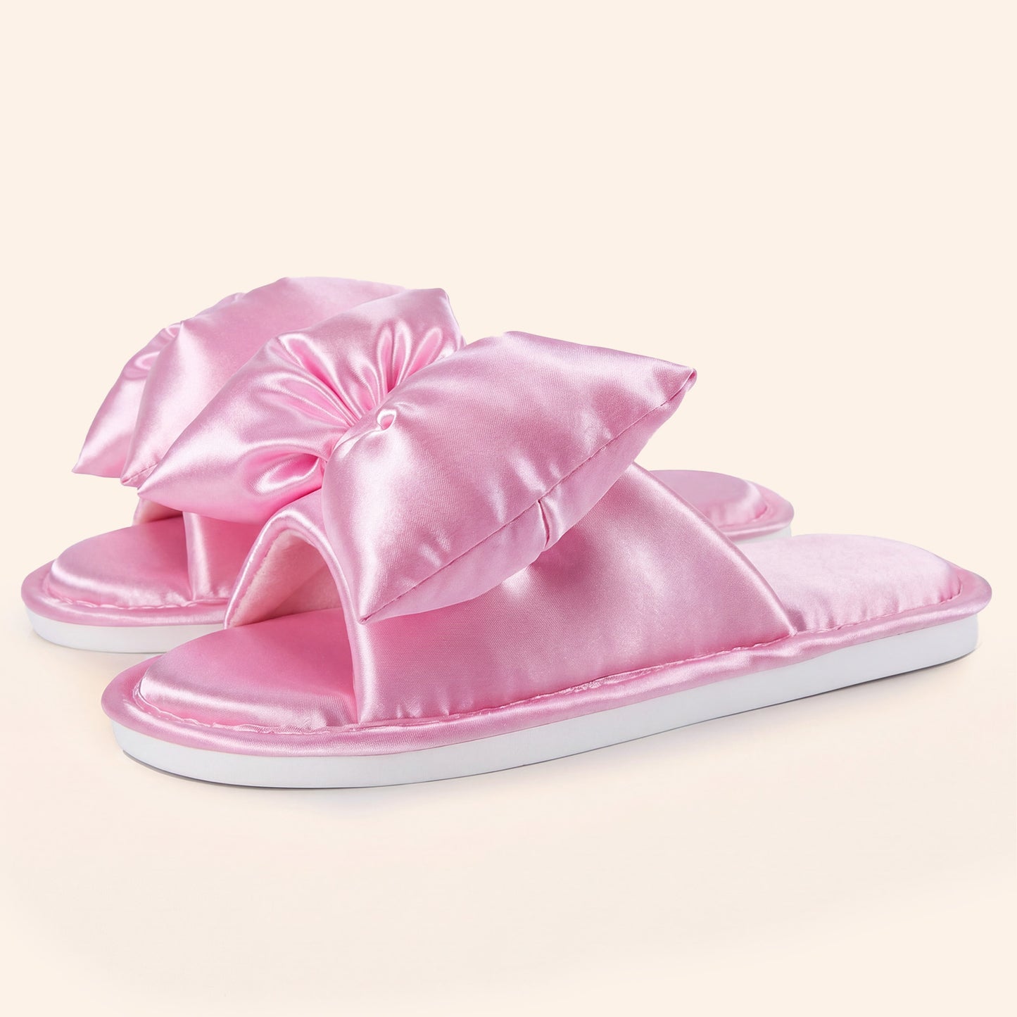 EverFoams Women's Satin Open-Toe Bow Slippers