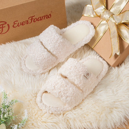EverFoams Women's Fuzzy Open Toe Slippers