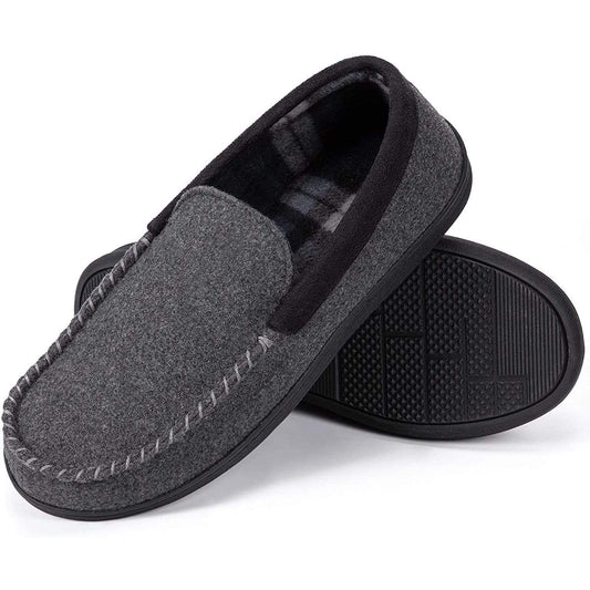 Men's Micro Wool Moccasin Slippers-Grey