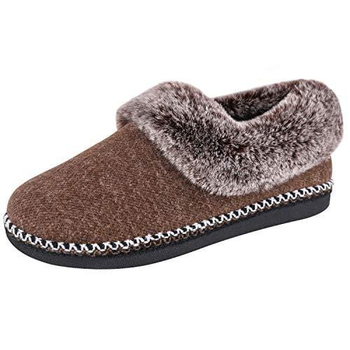 Ladies' EverFoams Fluffy Wool Faux Fur Lofars Slippers-Brown