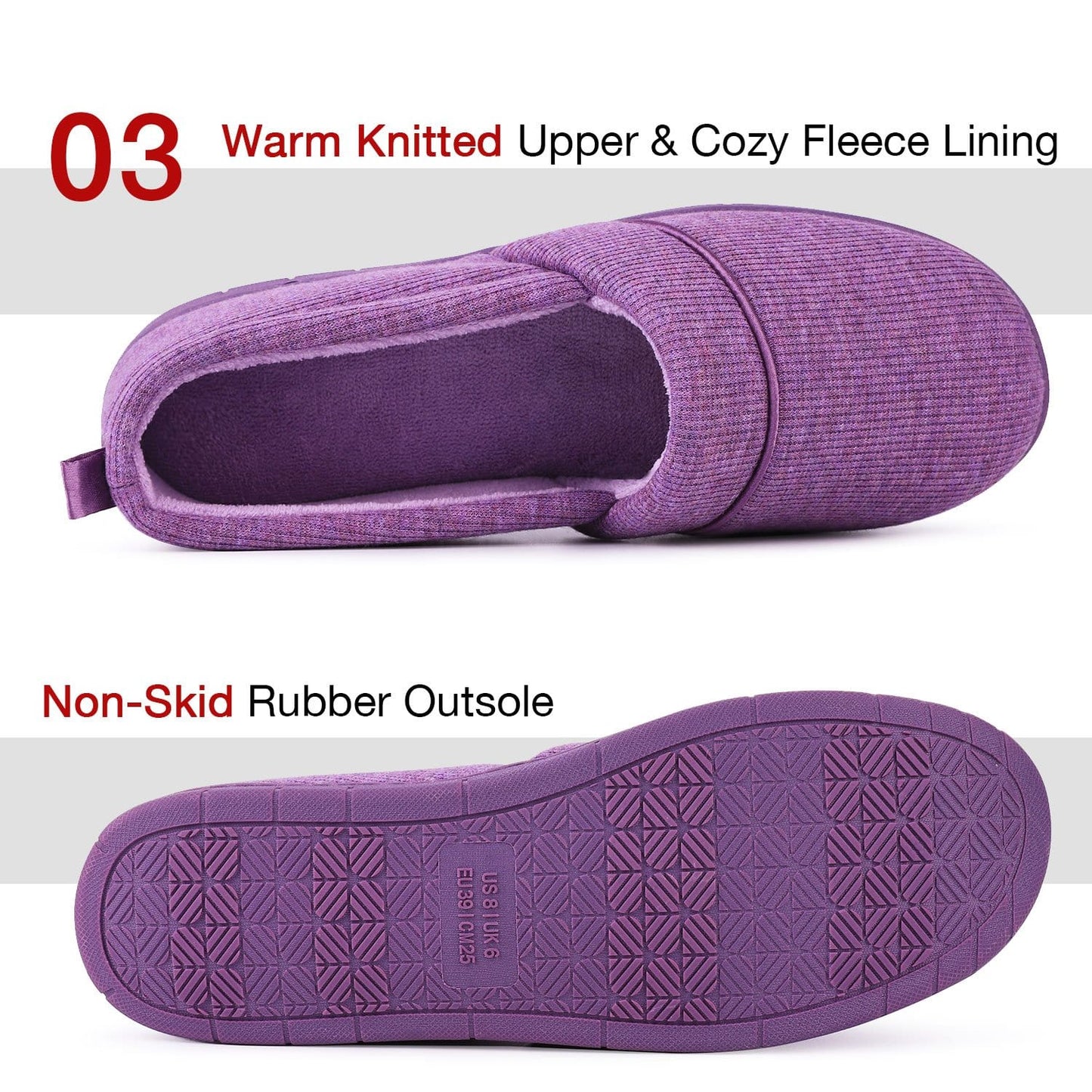 EverFoams Women's Cotton Knit Loafers Slippers