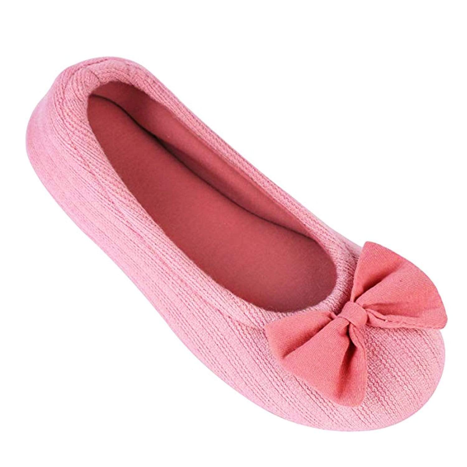 Ladies' EverFoams Bow Ballerina Slippers-Pink