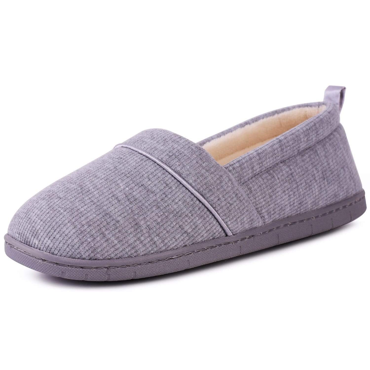 Ladies' EverFoams Cotton Knit Loafers Slippers-Light Grey
