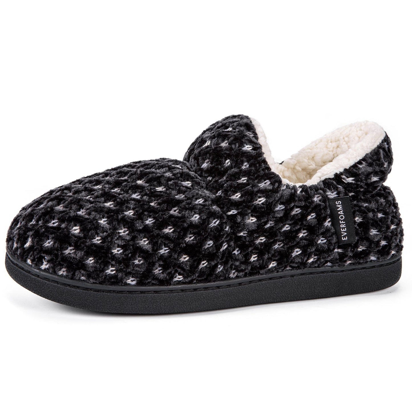 Women's Chenille Ankle Bootie Slippers-Black