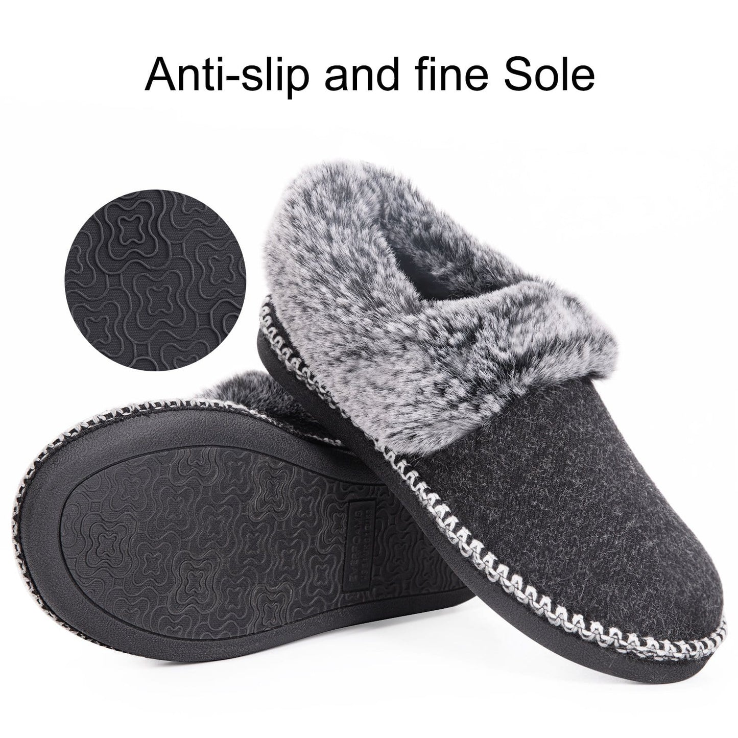 EverFoams Women's Fluffy Wool Faux Fur Loafers Slippers